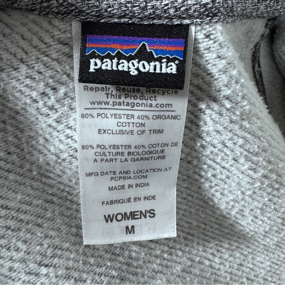Patagonia Cloud Stack Grey Full Zip Hoodie Thumbholes Size Medium - Picture 9 of 12